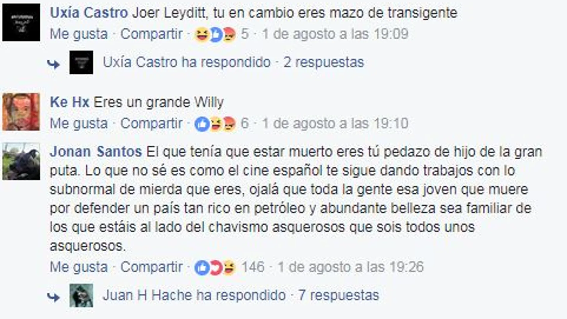 El repugnante comentario de Willy Toledo contra Lepoldo López que hizo arder las redes