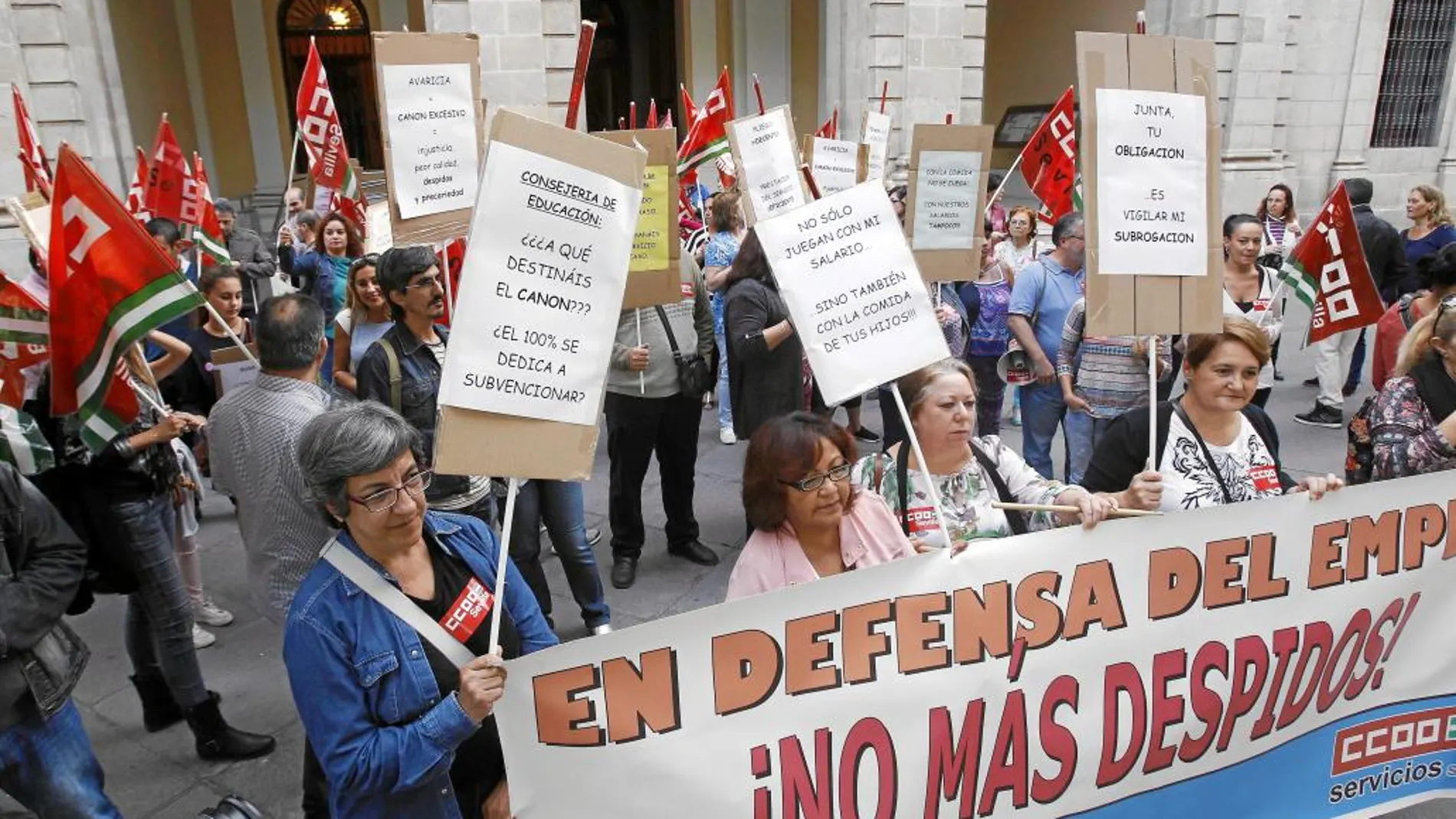 CC OO lideró una movilización hace unas semanas por la precariedad laboral de las plantillas de los comedores