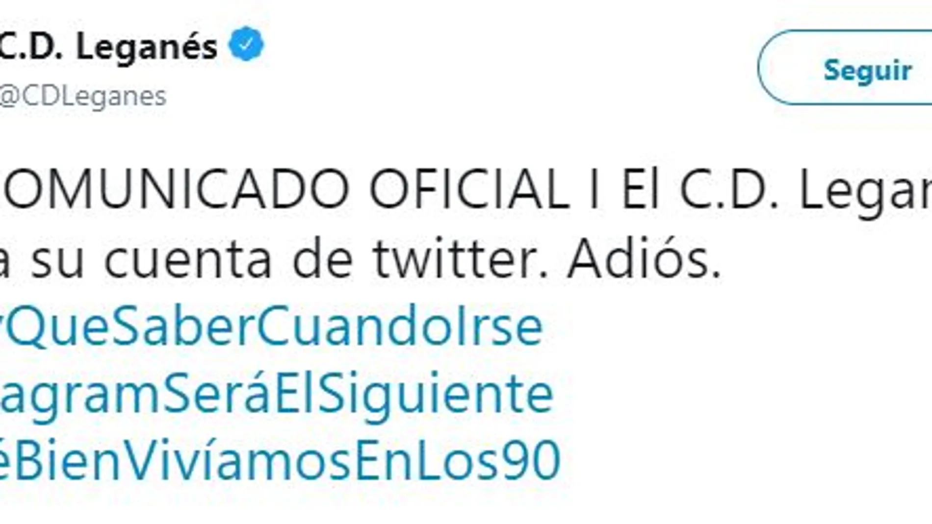 El Leganés anunció durante unas horas que cerraba la cuenta del club en la red social Twitter