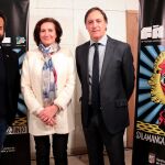 La consejera de Cultura y Turismo, María Josefa García Cirac, presenta un avance de programación y el cartel de la decimoquinta edición del Festival Internacional de las Artes de Castilla y León (Fàcyl). En la imagen acompañada del alcalde de la ciudad, Carlos García Carbayo, y del director artístico, Carlos Jean