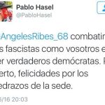 El rapero Pablo Hasel celebrando las pedradas lanzadas contra la sede de Ciudadanos en Lleida