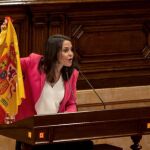 La líder de Ciudadanos en Cataluña, Inés Arrimadas, durante su intervención esta mañana en la segunda jornada del Debate de Política General