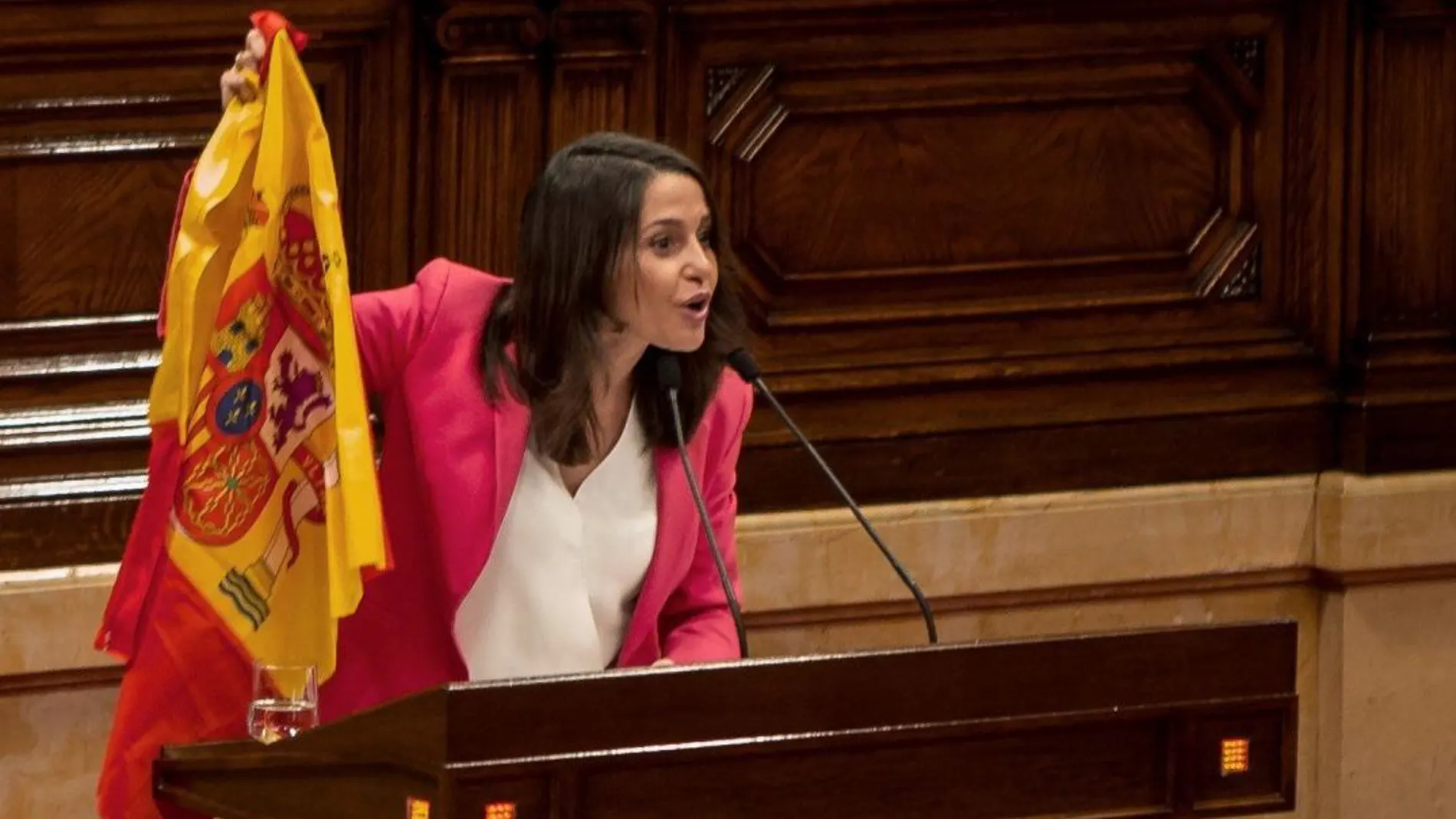 La líder de Ciudadanos en Cataluña, Inés Arrimadas, durante su intervención esta mañana en la segunda jornada del Debate de Política General