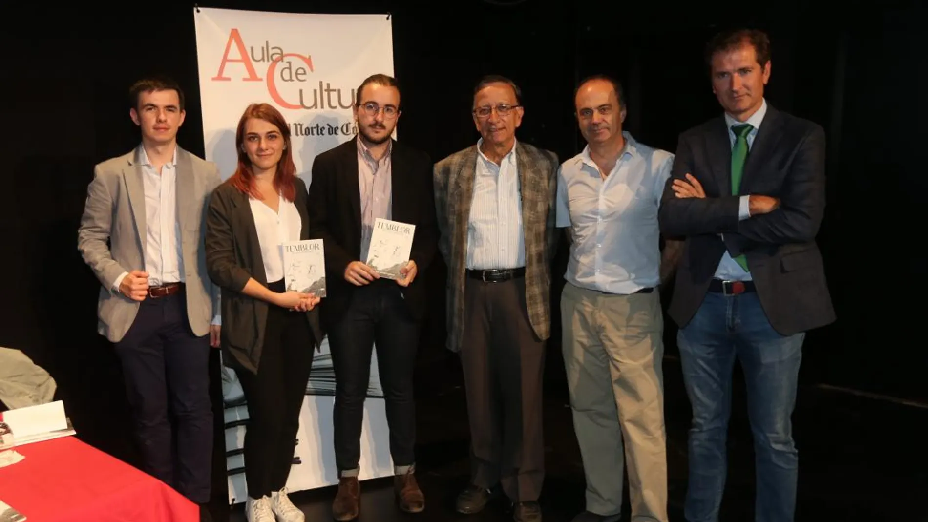 Los editores Raúl Asensio, Marina Patrón, Julio Salvador, junto con Ramón García, Fermín Herrero y Fernando Conde