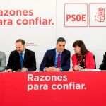 El PSOE tuvo ayer reunión de la Ejecutiva Federal en la sede de Ferraz en Madrid. En el centro, Pedro Sánchez