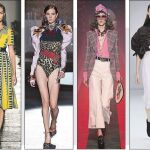 Las propuestas de Veneta, DSquared2, Gucci y Ferragamo (en la imagen, de izquierda a derecha) han destacado en esta edición de Milan Fashion Week y en ellas no han faltado los «looks» ochenteros ni la influencia de estilos musicales como el K-pop
