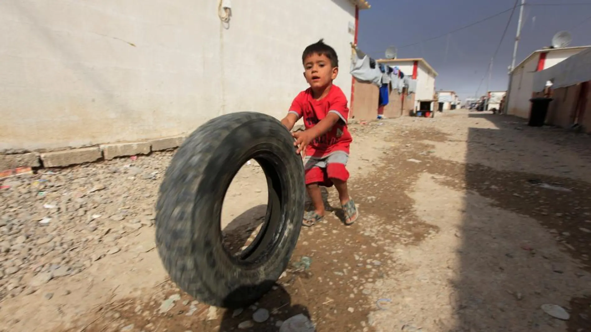 Un niño desplazado en el campo de Deepaka, al noroeste de Erbil.