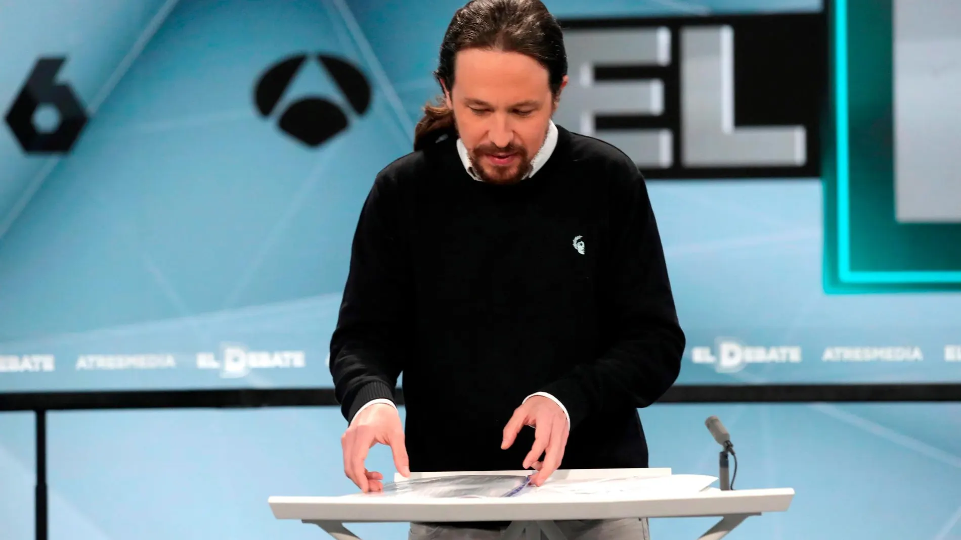 Pablo Iglesias durante "El Debate Decisivo"de Atresmedia