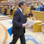 Rajoy, tras una de sus intervenciones el pasado jueves en el Senado