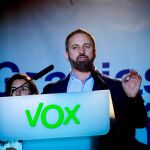 Santiago Abascal, líder de Vox, el pasado domingo celebrando los resultados electorales