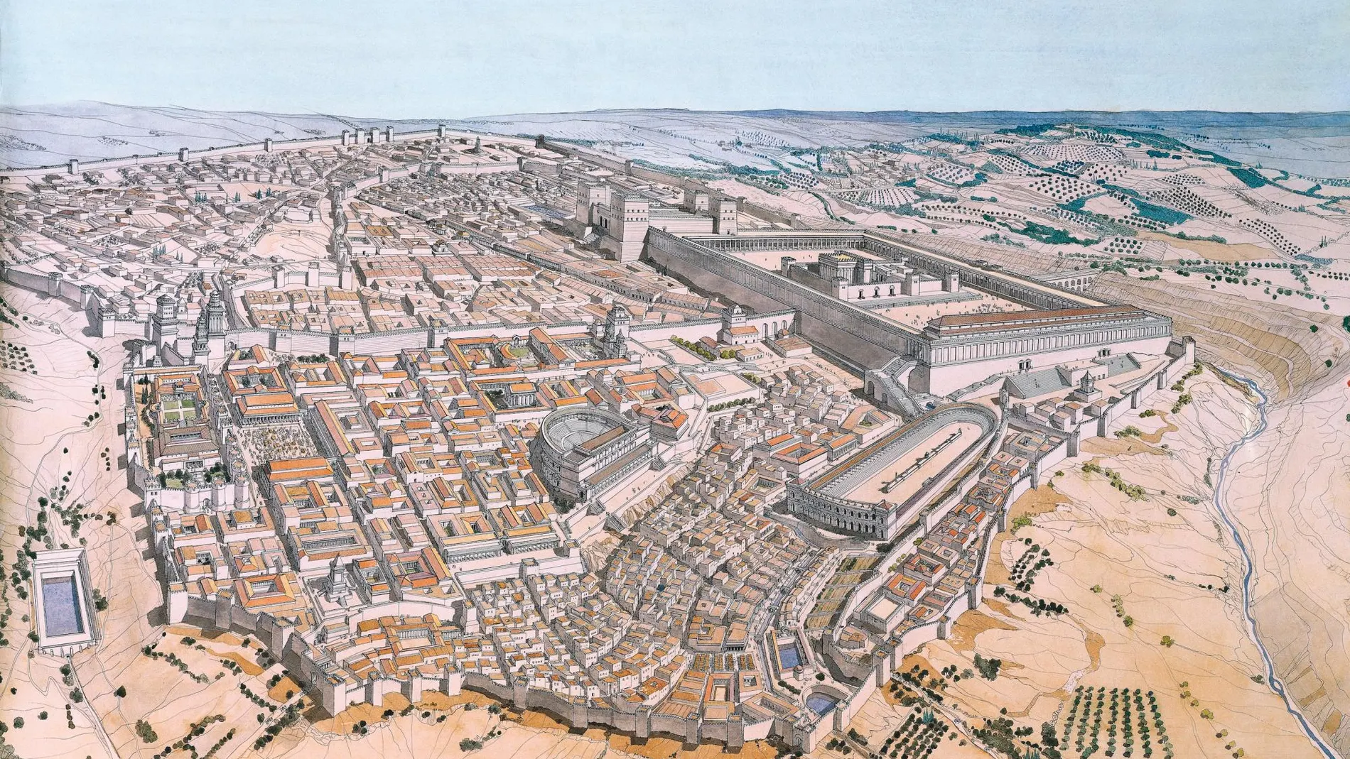 Una imagen de la ciudad de Jerusalén en tiempos de Herodes.