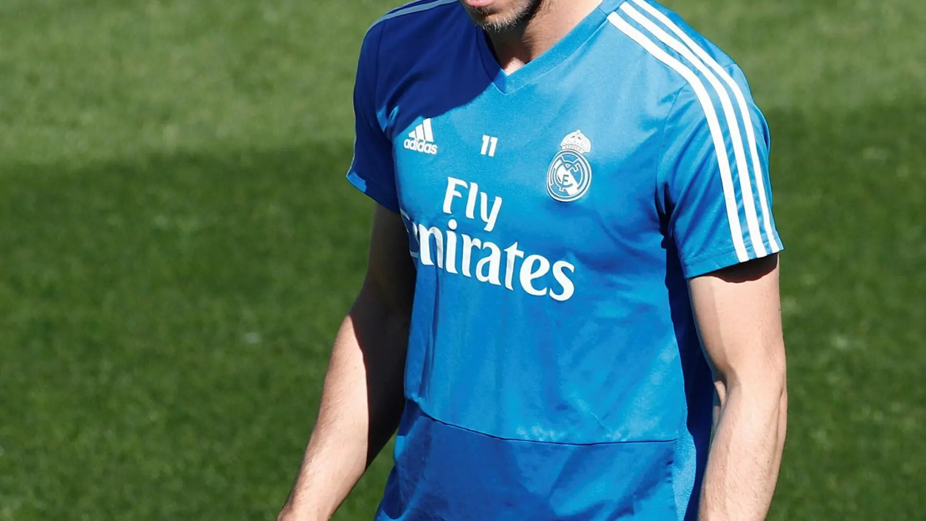 Gareth Bale, durante el último entrenamiento del Real Madrid