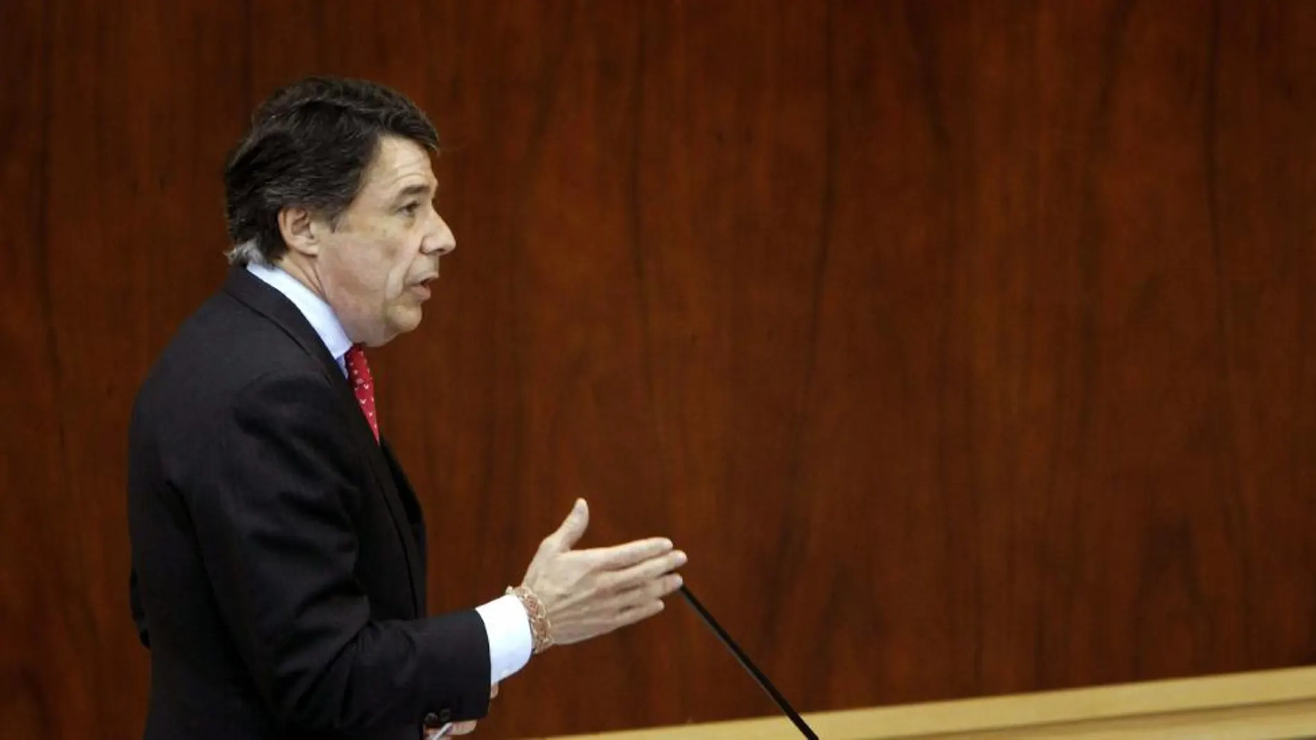 El presidente madrileño, Ignacio González, durante su intervención hoy en el Pleno de la Asamblea de Madrid,