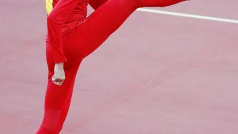 Ruth Beitia, en un entrenamiento en Londres