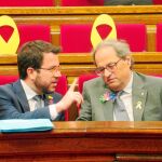 Pere Aragonès y Quim Torra, sin más remedio que prorrogar las cuentas tras constatar la falta de apoyos en la sesión plenaria de ayer