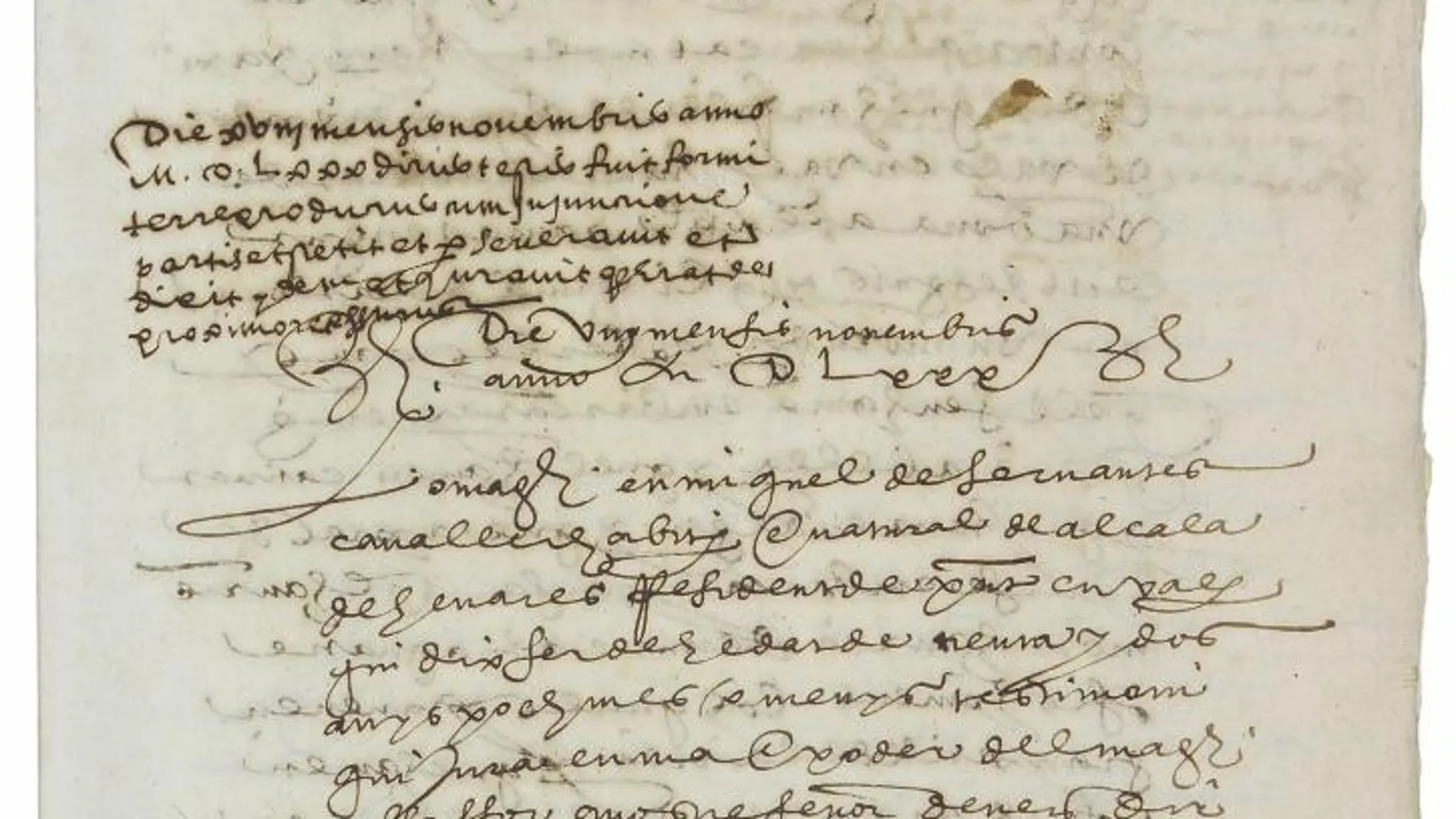 Documento inédito con la firma original de Miguel de Cervantes que durante siglos había permanecido "dormido"en el Archivo del Reino de Valencia, una declaración testifical sobre un pleito pasional.