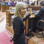 La diputada del PP-A Patricia del Pozo, ayer en el plenario de la Cámara andaluza