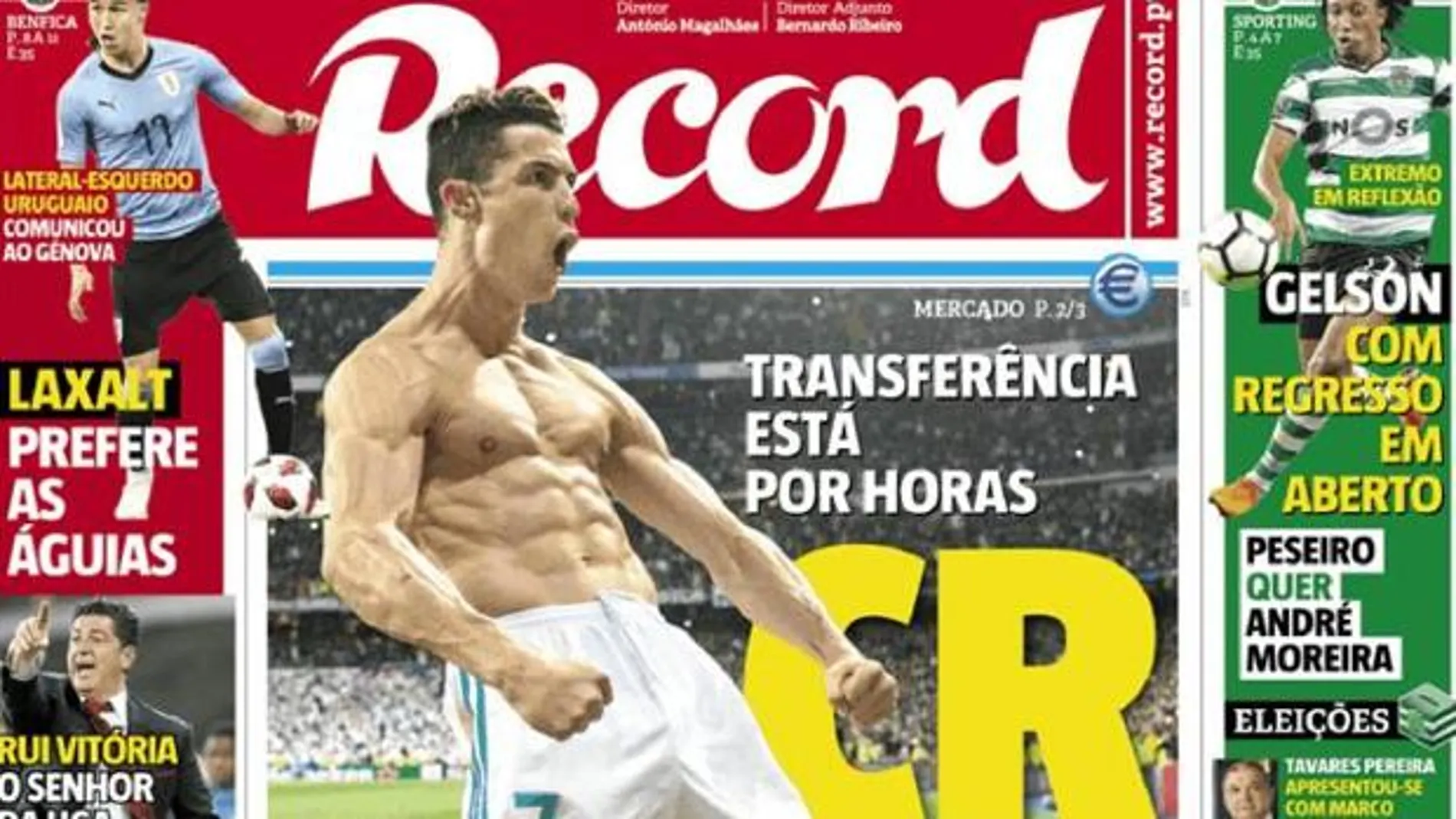 Portada del diario deportivo portugués Record
