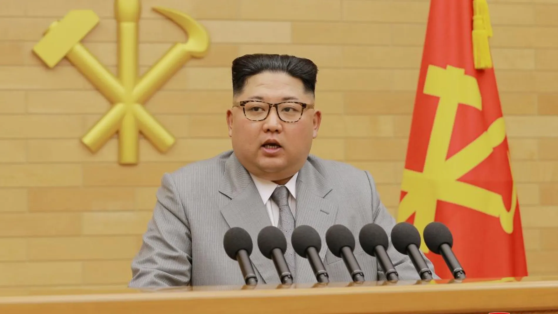 Kim Jong Un, durante su discurso de Año Nuevo