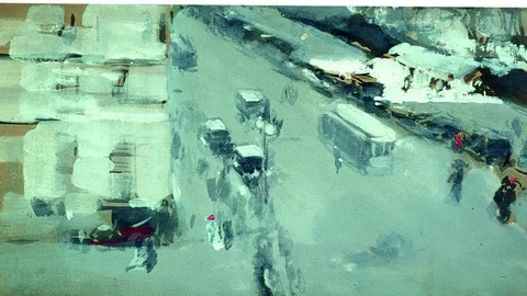 Joaquín Sorolla, Calle 59, Nueva York, 1911. “Gouache” sobre cartón. Museo Sorolla, Madrid