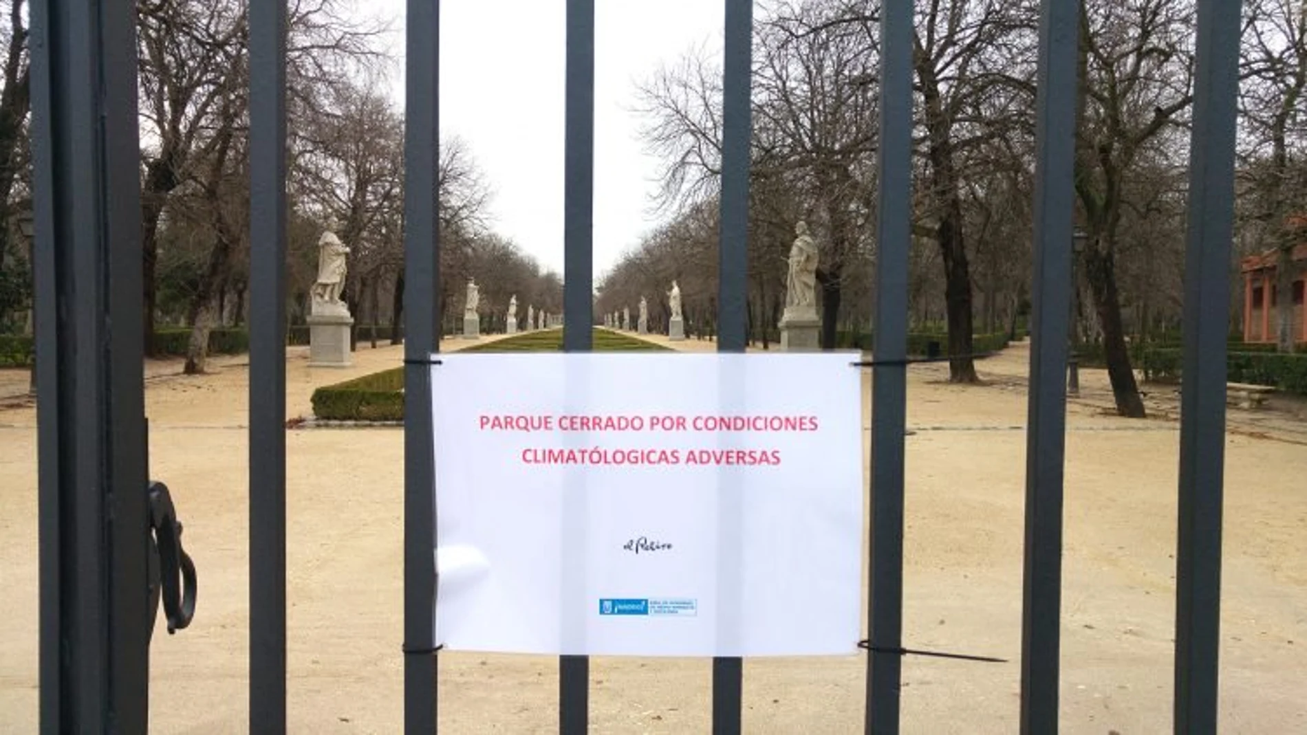 El parque del Retiro tuvo que ser cerrado ayer. Foto: Ayuntamiento de Madrid
