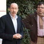 El exsecretario general del PSOE Alfredo Pérez Rubalcaba (i) junto al presidente extremeño, Guillermo Fernández Vara en una foto de archivo