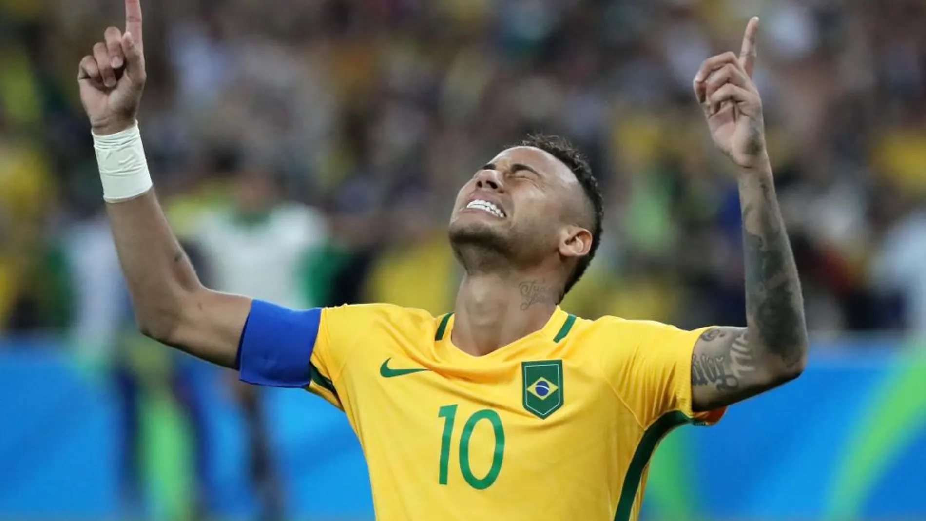 Fotografía del sábado 20 de agosto de 2016, de Neymar Jr. de Brasil celebrando el penalti que dio la victoria sobre Alemania