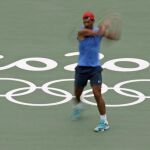 Rafael Nadal entrenando en el Olympic Tennis Center, en Río de Janeiro