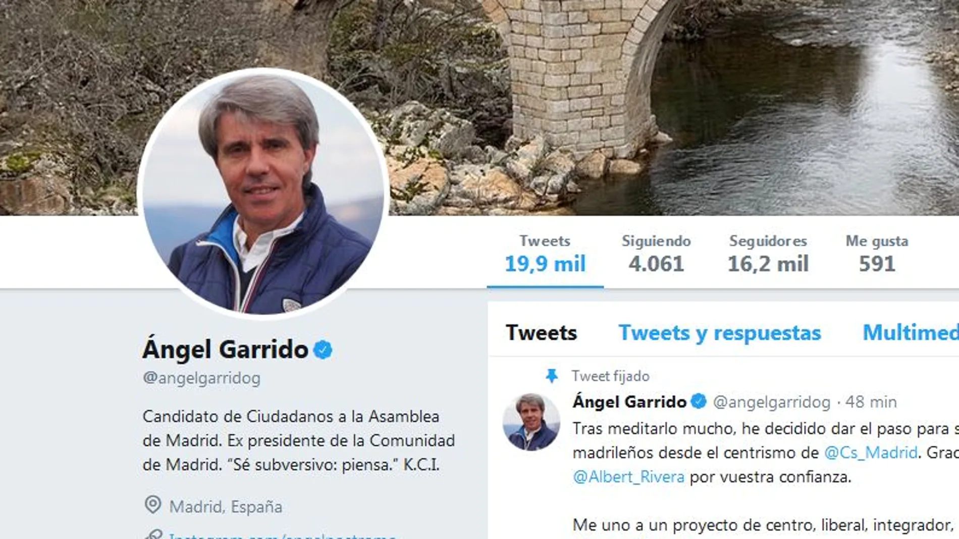 Perfil de Twitter de Garrido