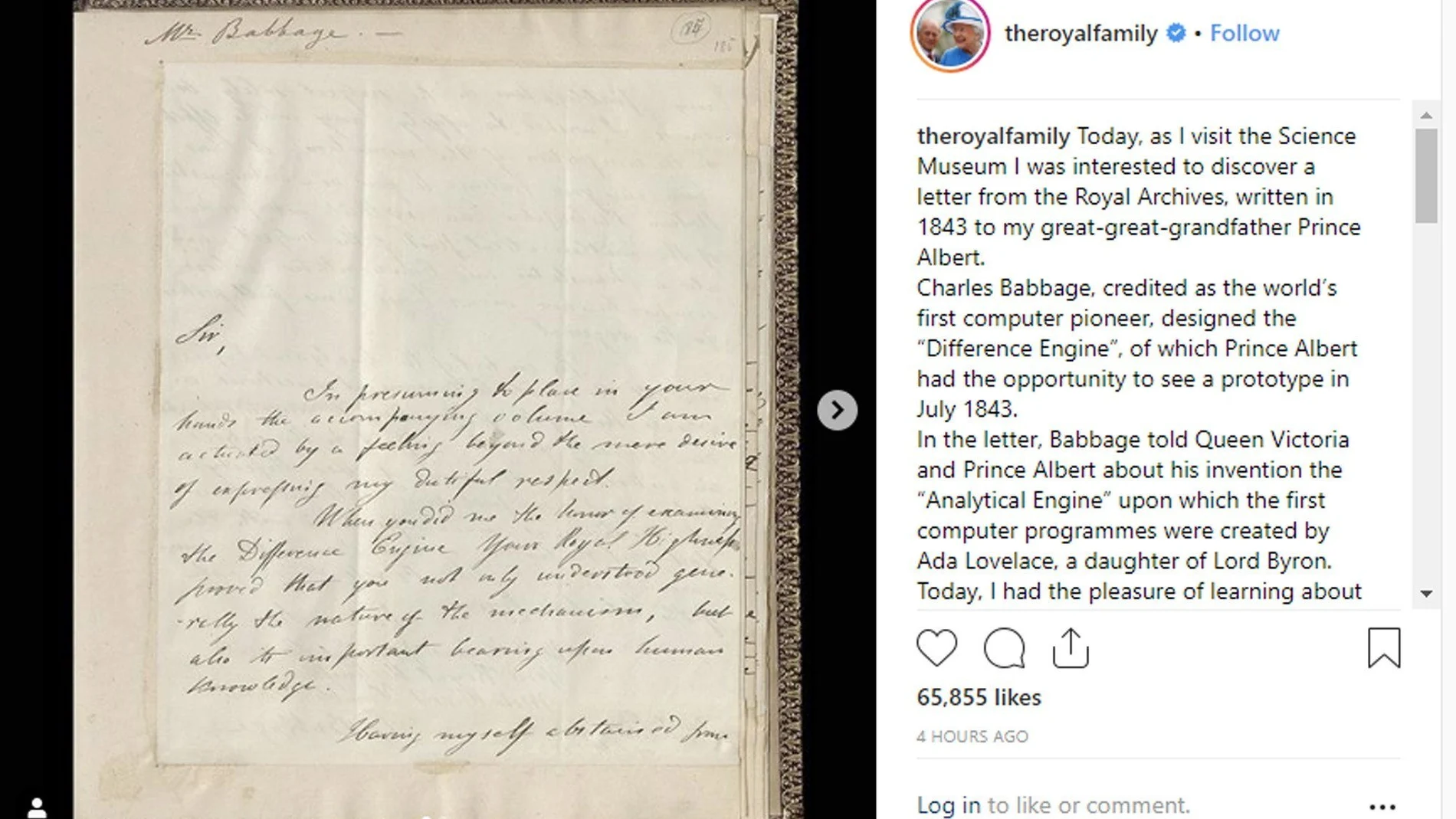 Primer comentario de la reina británica Isabel II en Instagram / Efe