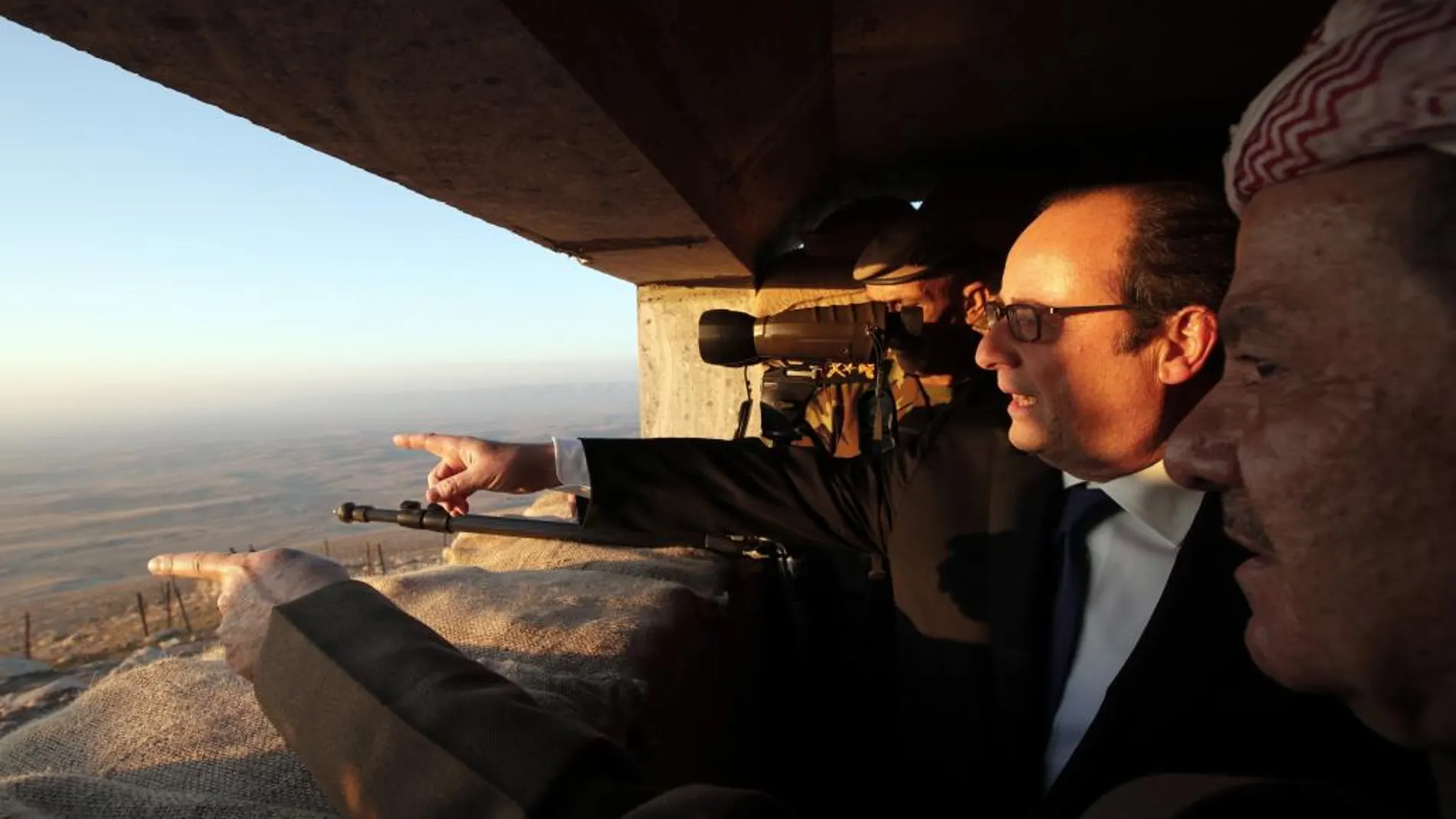 Francois Hollande y Massoud Barzani en Irak