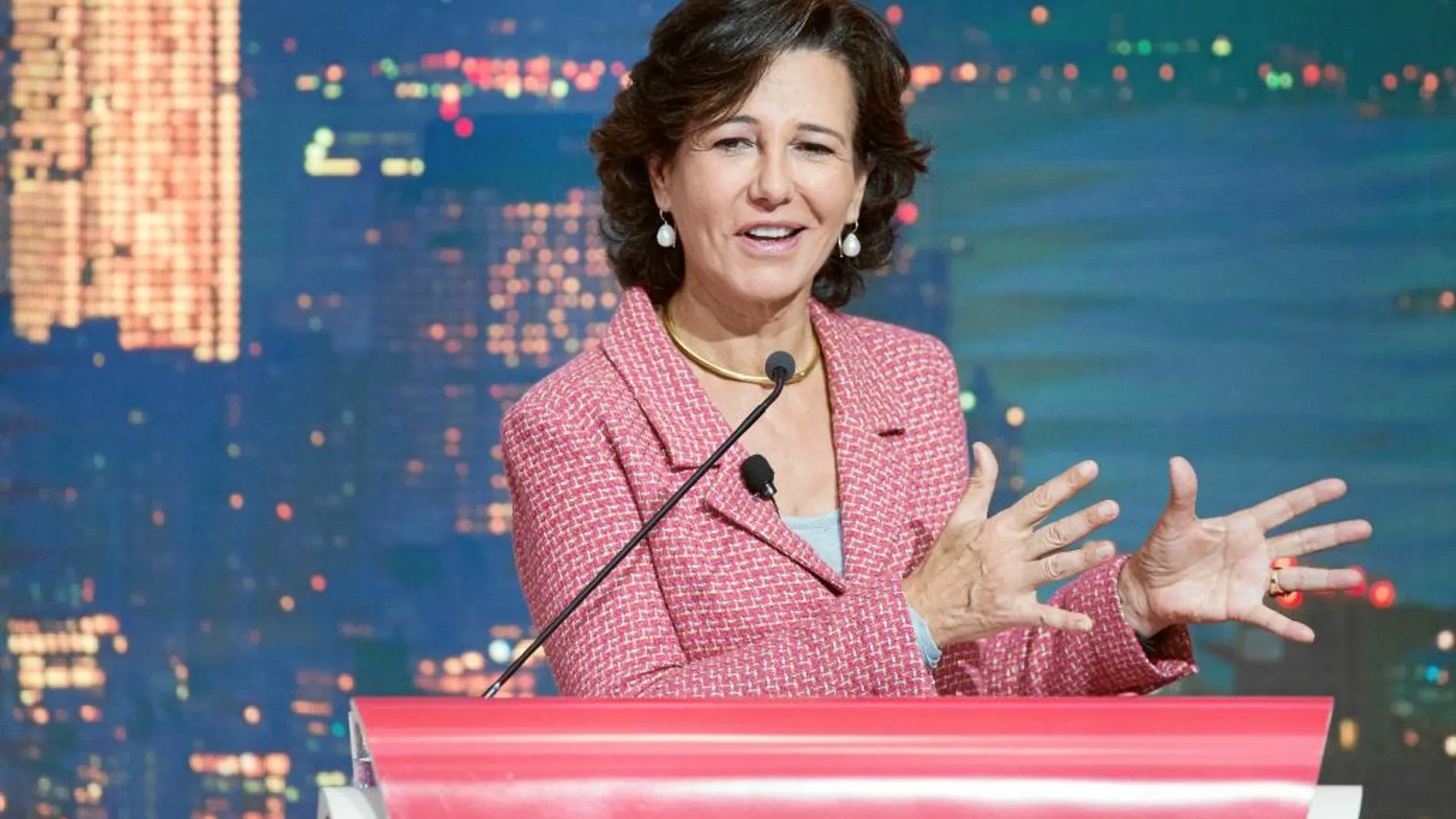 Ana Botín, presidenta de Banco Santander, ayer, en Nueva York