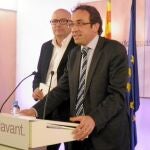 El secretario de organiza- ción de CDC, Josep Rull, en una reciente rueda de prensa