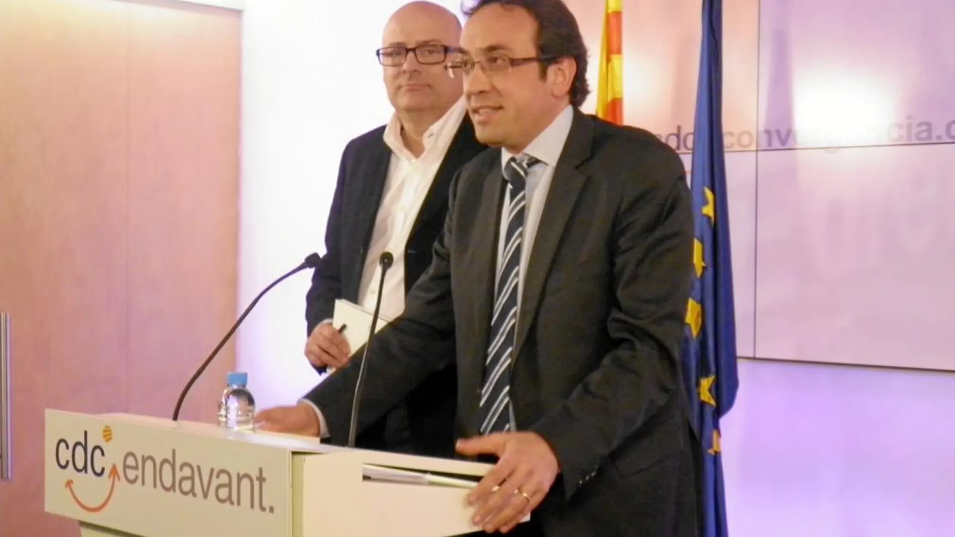 El secretario de organiza- ción de CDC, Josep Rull, en una reciente rueda de prensa