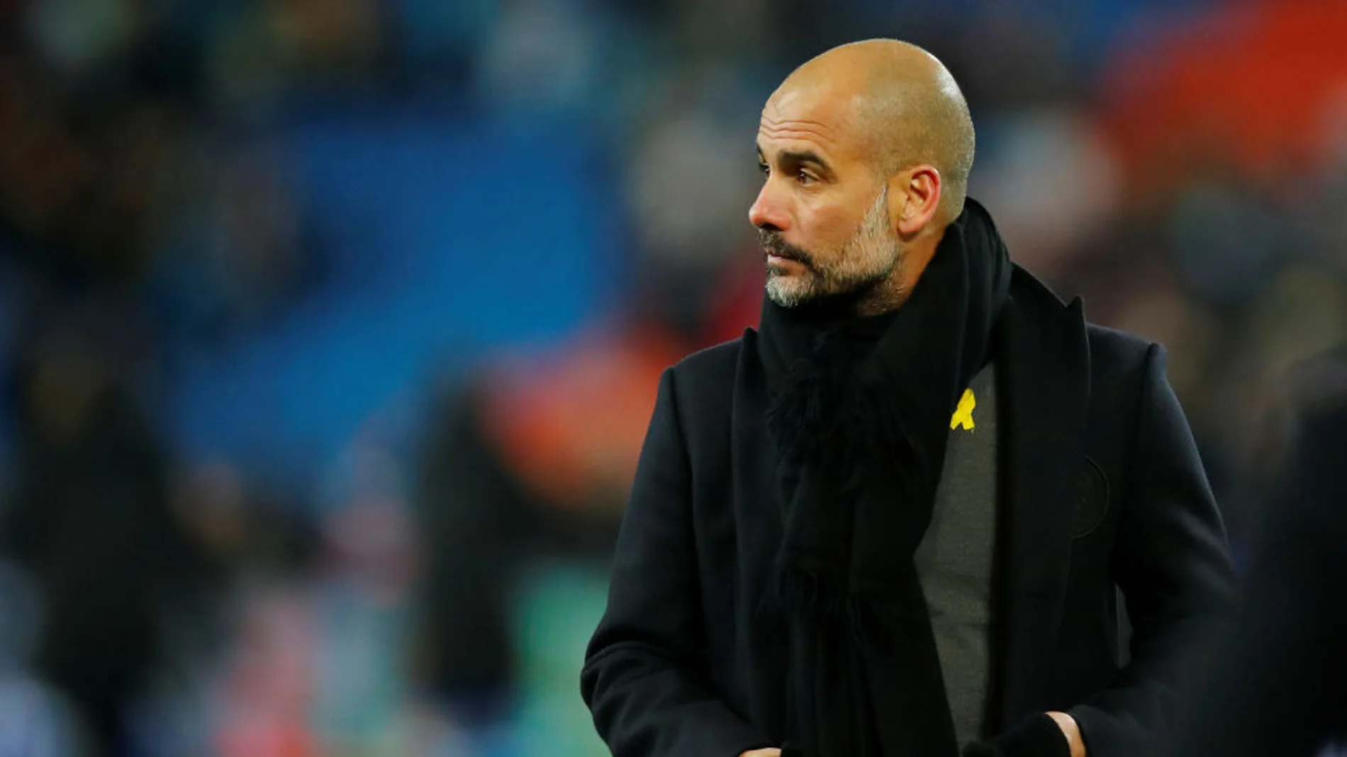 Guardiola, durante un partido del Manchester City