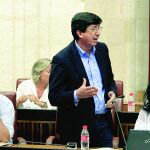 Juan Marín, en una reciente intervención en el Pleno del Parlamento andaluz.