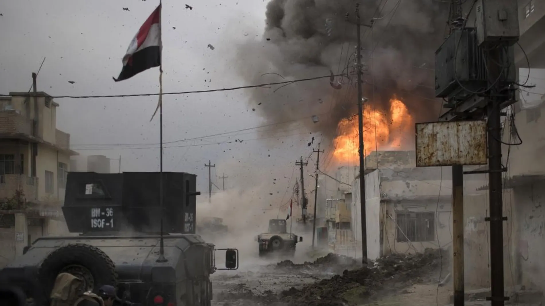 Imagen de archivo de una explosión al este de Mosul
