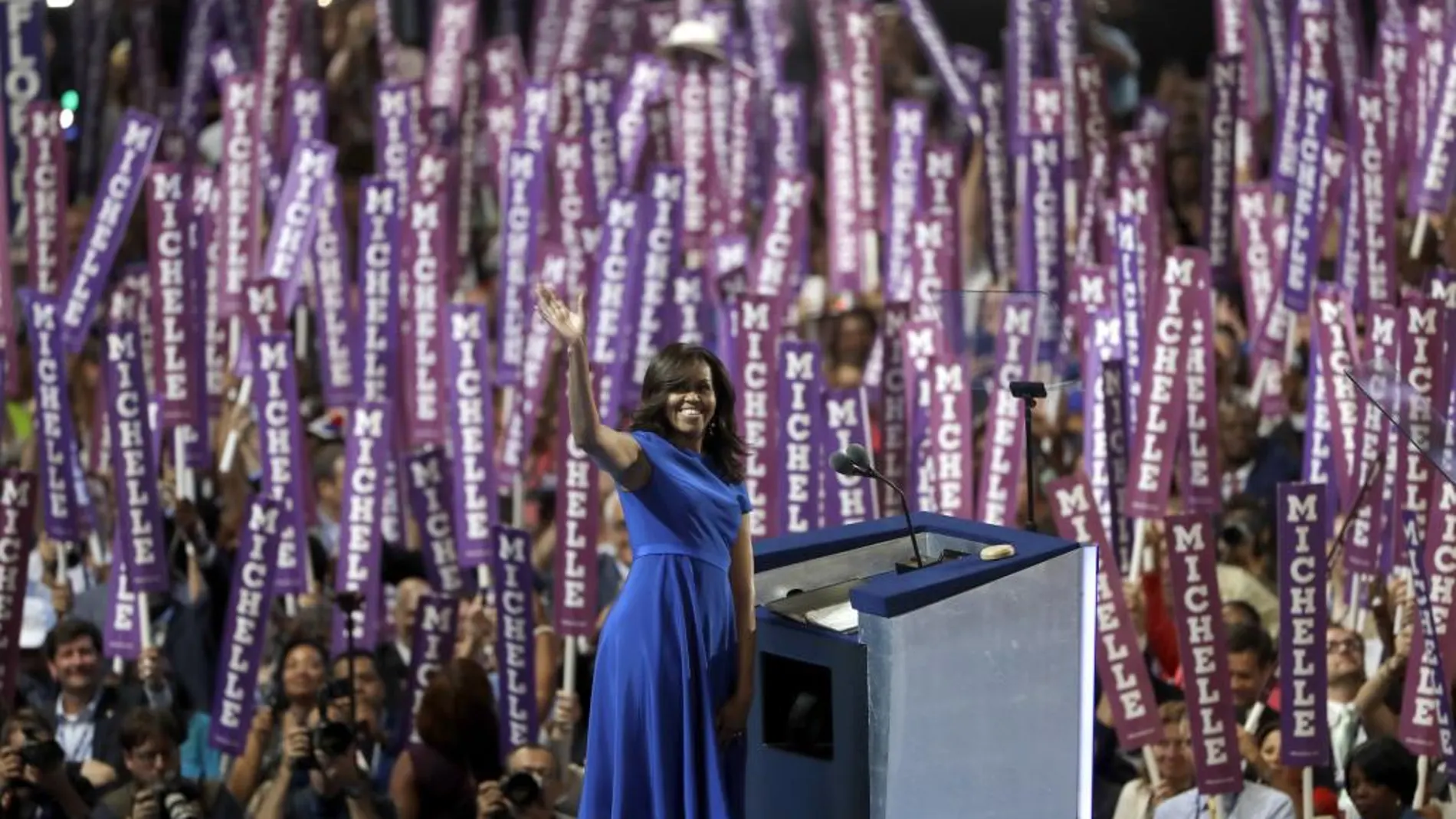 Michelle Obama durante su discurso en la convención Demócrata