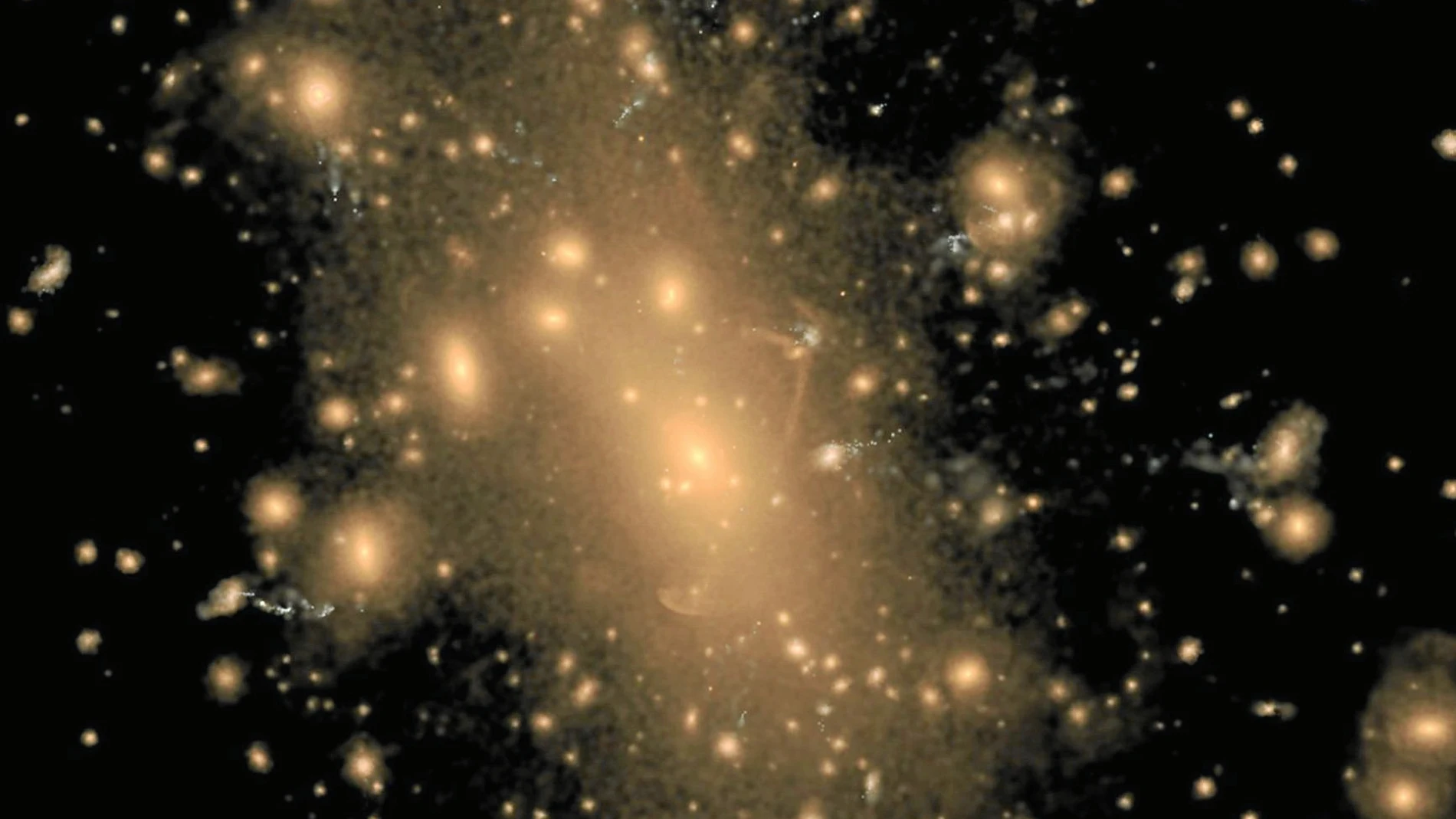 Simulación por ordenador de la evolución del Universo desde el Big Bang / Ap