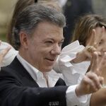 Juan Manuel Santos momentos antes de votar en el plebiscito de Colombia.