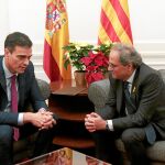 Pedro Sánchez y Quim Torra durante la reunión que mantuvieron en Barcelona el pasado día 20