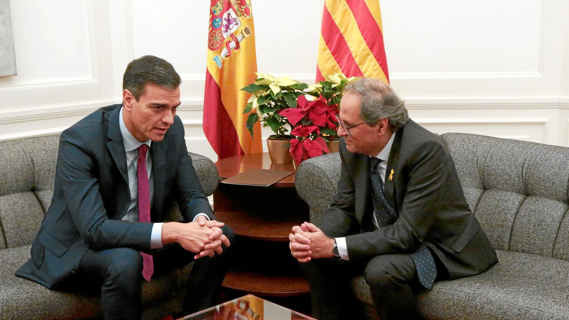 Pedro Sánchez y Quim Torra durante la reunión que mantuvieron en Barcelona el pasado día 20