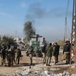 Un grupo de militares progubernamientales tras la toma de Mosul