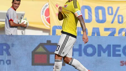 James, en un partido con la selección colombiana