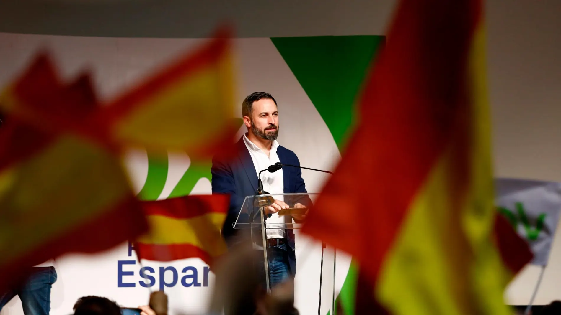 Santiago Abascal, durante un acto electoral
