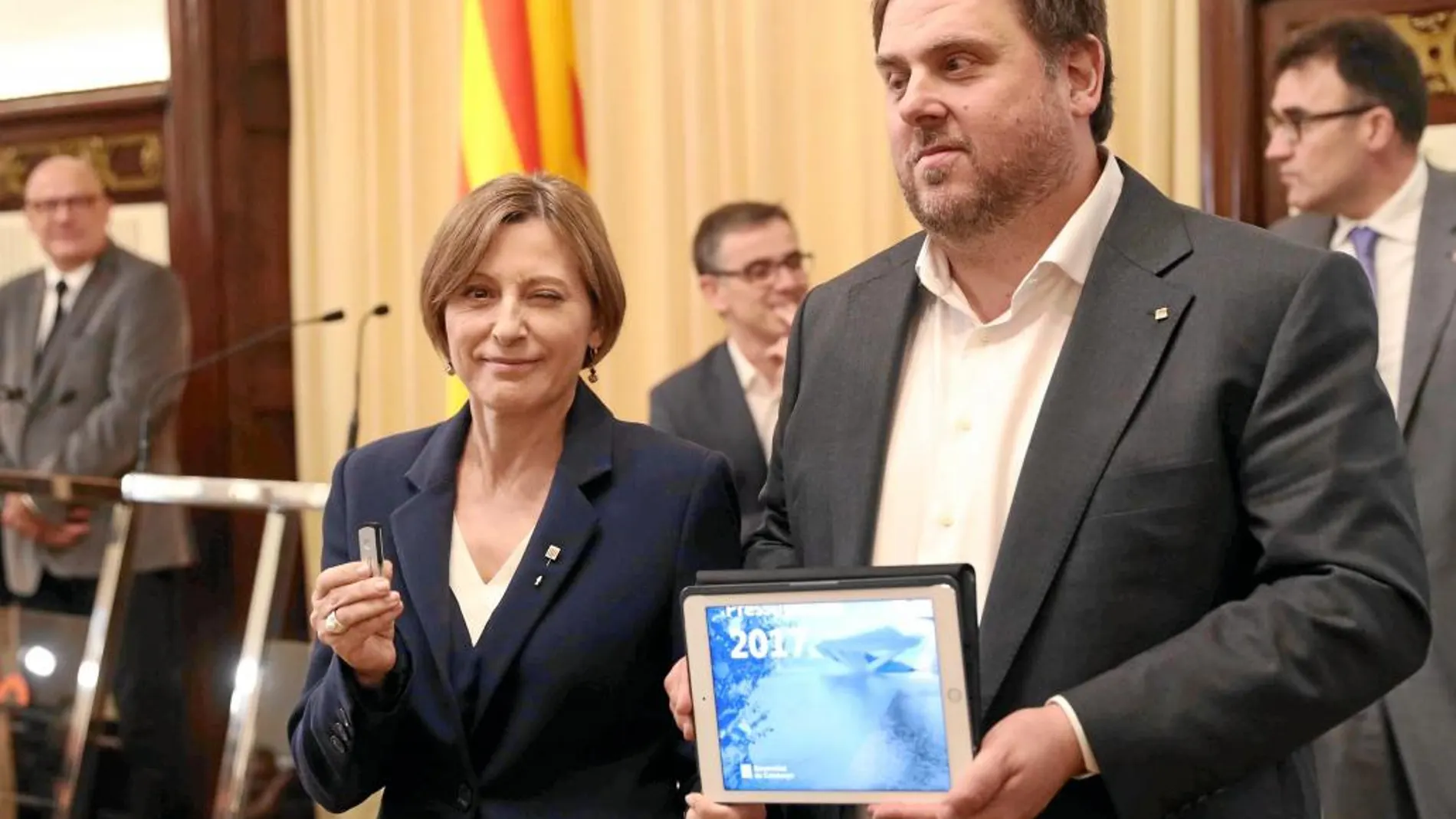 Junqueras y Forcadell, ayer en el Parlament durante la presentación de los presupuestos