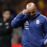 Sampaoli en la abultada derrota que sufrió Argentina contra España