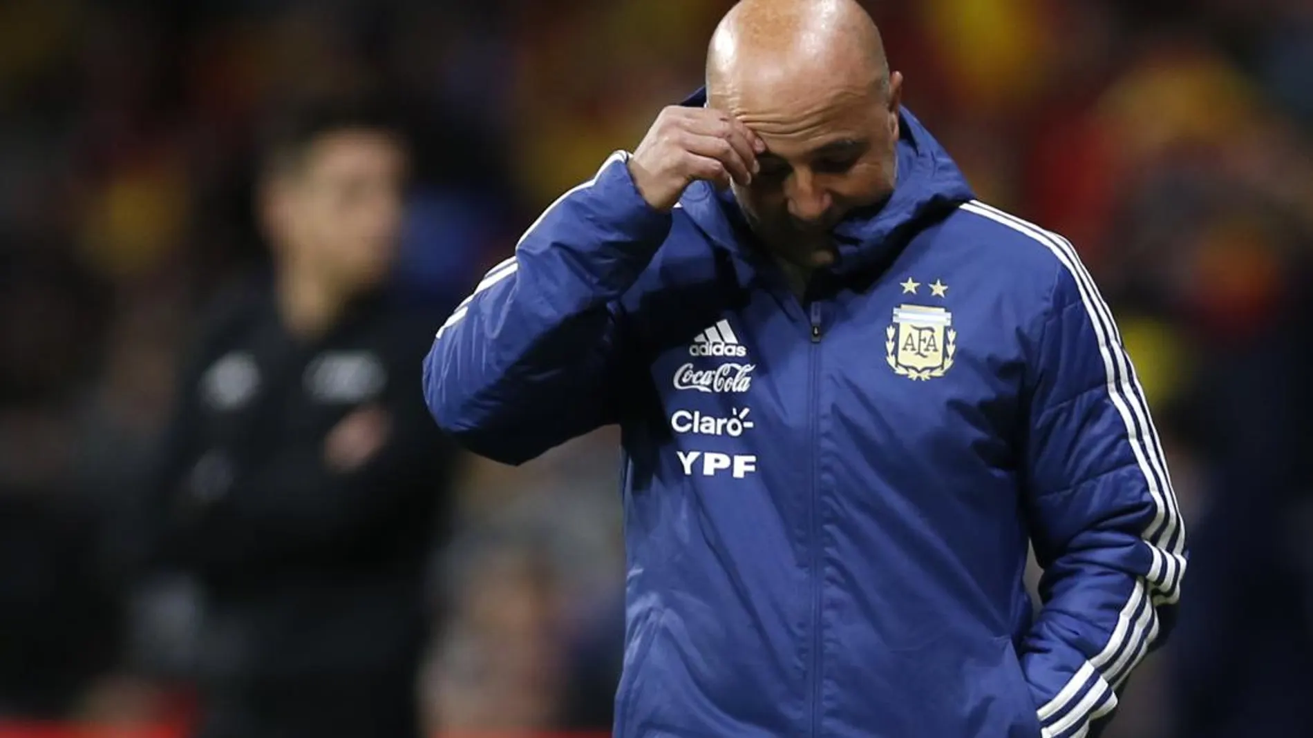 Sampaoli en la abultada derrota que sufrió Argentina contra España