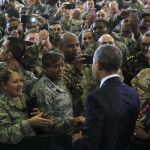 Obama con los militares de la base de Tampa, Florida