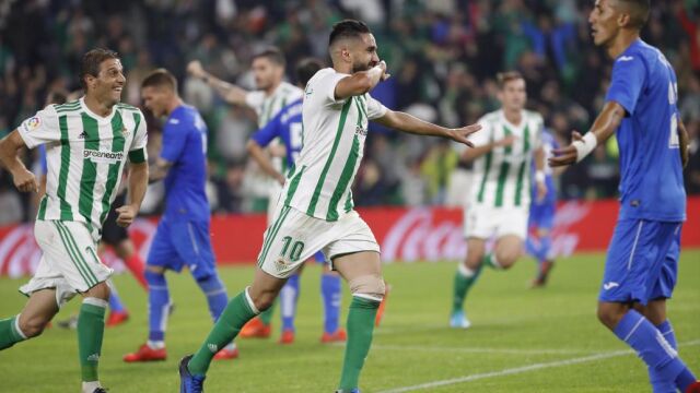 Boudebouz celebra el segundo gol ante el Getafe